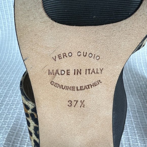 Anyi Lu Sandals 37.5 Nubuck Suede Leopard Open Toe Block Heels Shoes Electra 7 - Picture 10 of 14